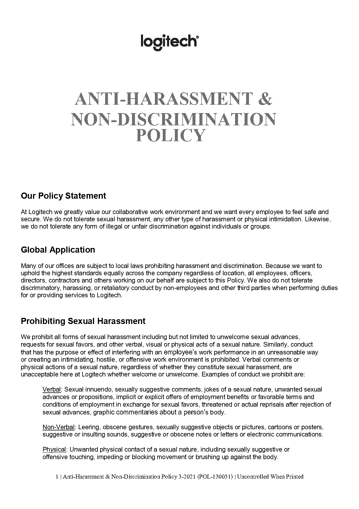 sample anti discrimination and anti harassment policy